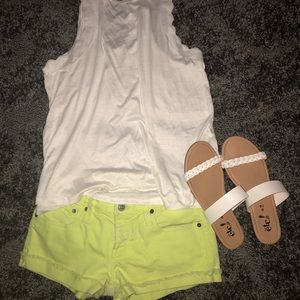 Big Star neon green shorts.